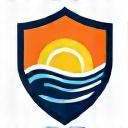 Icon of a sun and a wave behind a shield, representing protection