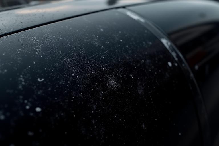 Before paint correction on a swirled black car