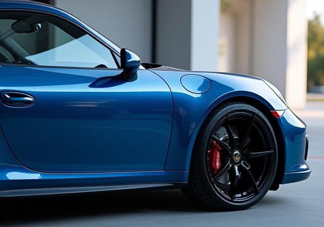 Side profile of a perfectly polished and detailed Porsche 911